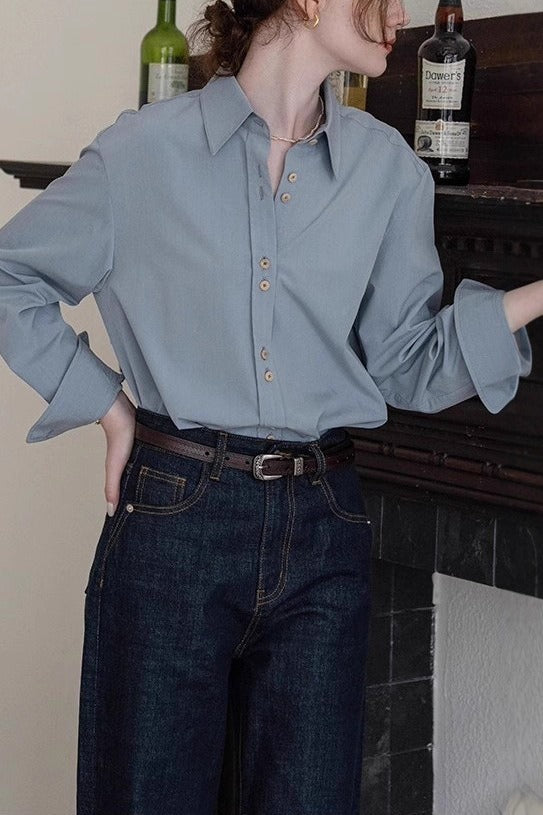 Velvet Satin Back Embroidered Chic Workwear Blouse