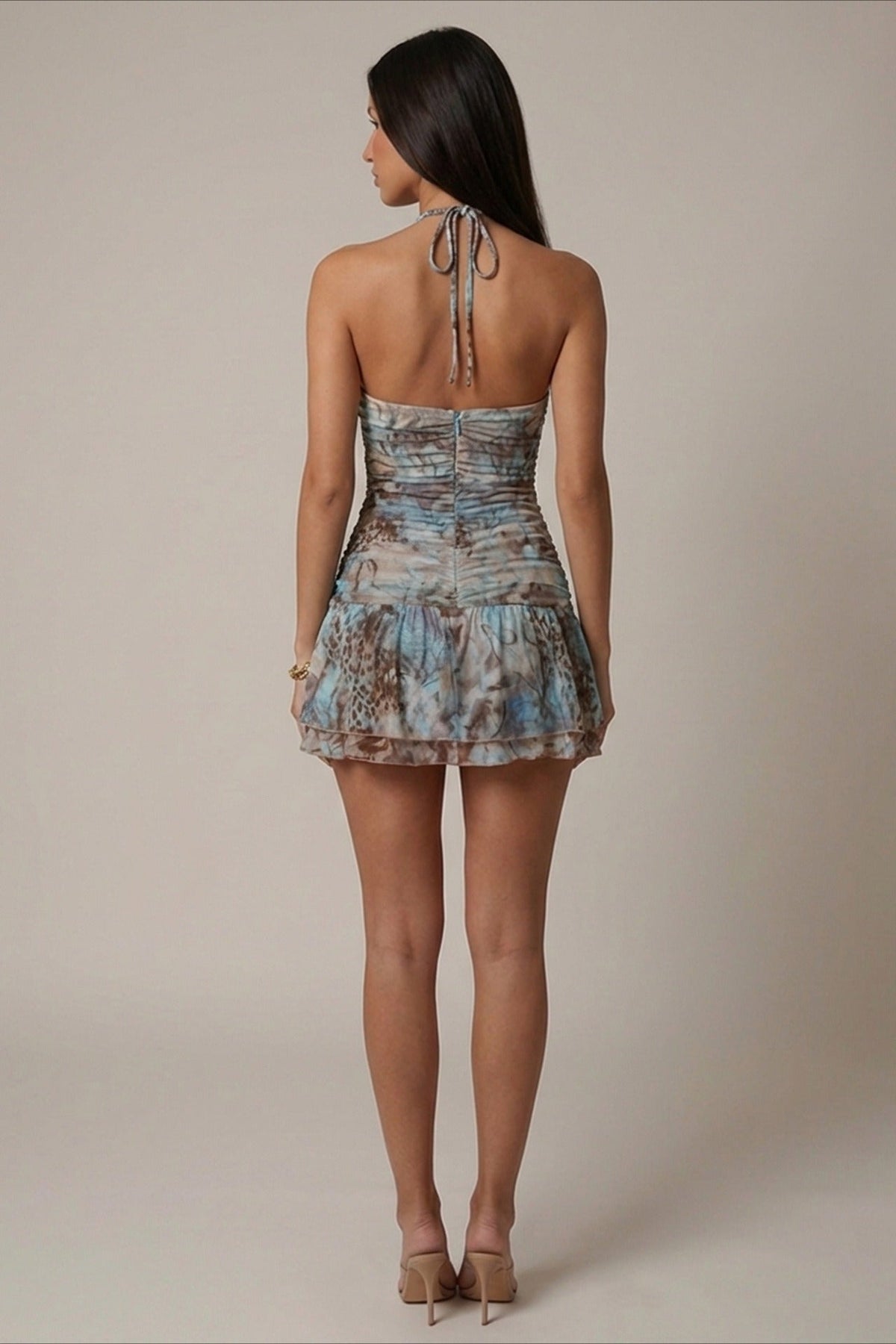 Halter-Neck Sequin Mini Dress