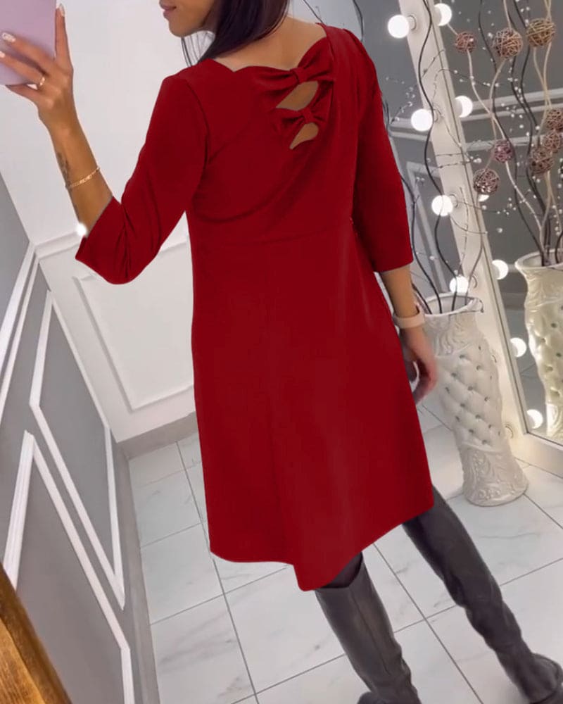 V-Neck Wrap Short Sleeve A-Line Midi Dress - View 8