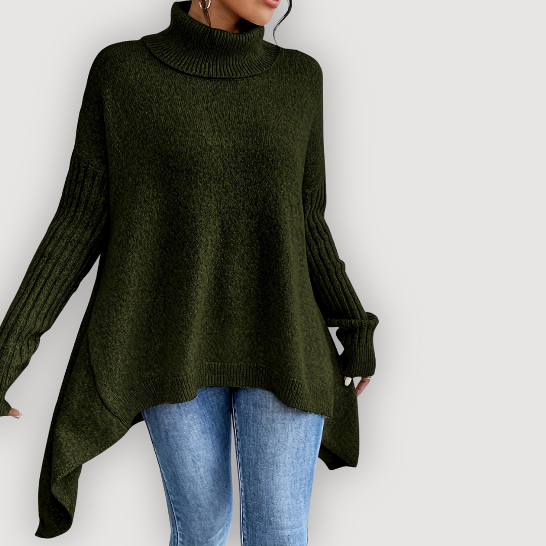 Turtleneck Long Sleeve High Low Oversized Sweater 7