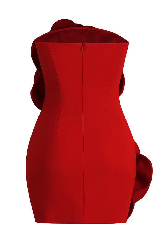 3D Floral Strapless Bodycon Mini Dress - View 14