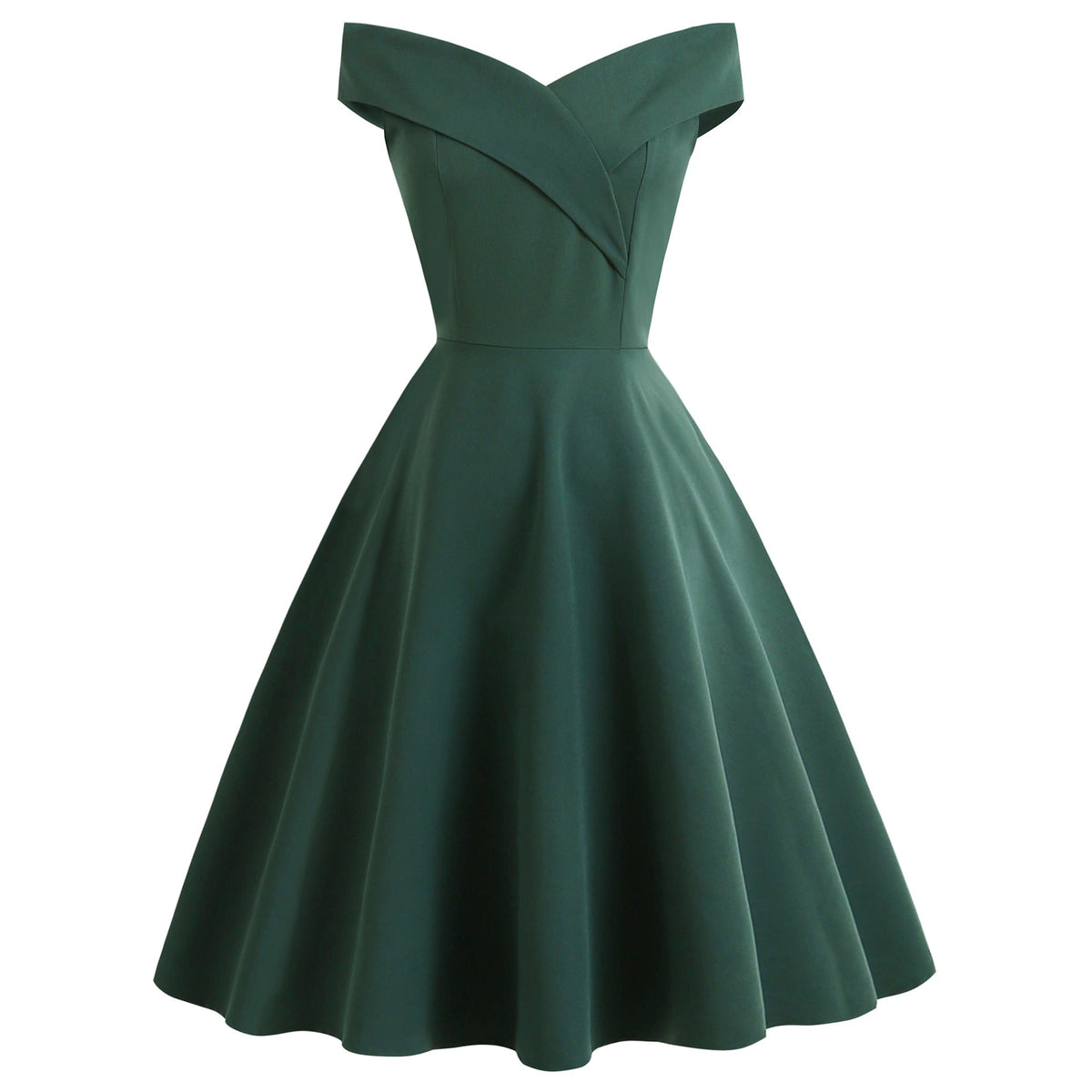 Off Shoulder Crossover Wrap Fit and Flare Cocktail Midi Dress - View 3