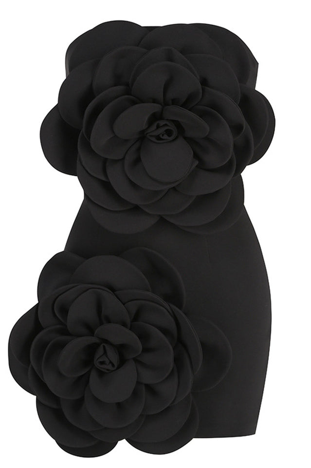 3D Floral Strapless Bodycon Mini Dress - View 11