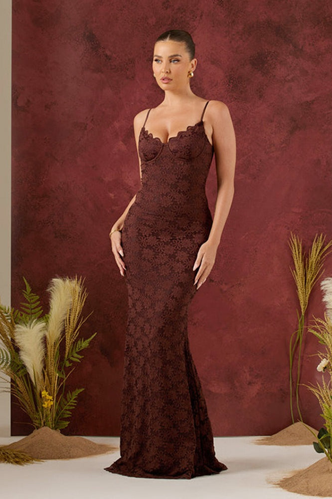 Backless Bodycon Cami Lace Maxi Dress