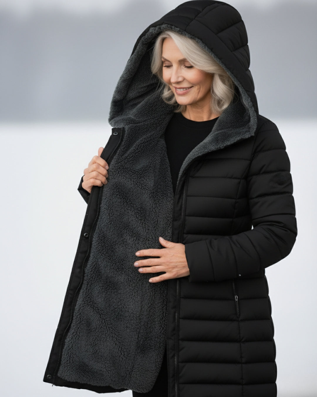 Hooded Faux Fur Lined Quilted Longline Puffer Coat 9
