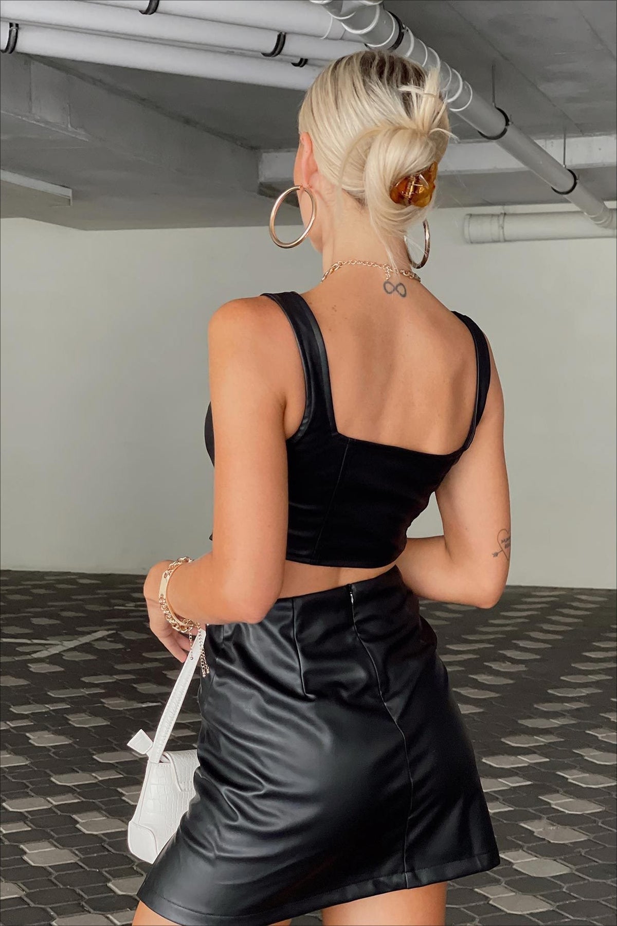 Bodycon Pleated Denim Mini Skort