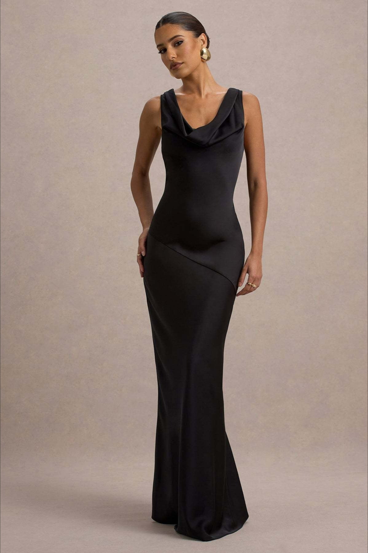 Elegant Satin Mermaid Backless Bodycon Dress - View 3