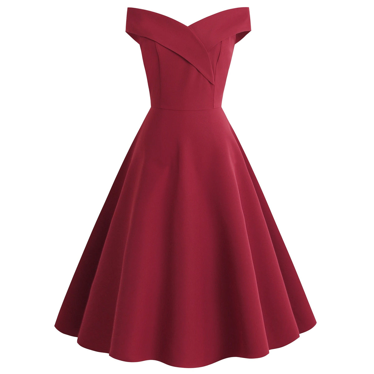Off Shoulder Crossover Bodice Fit and Flare Cocktail Midi Dress - View 4