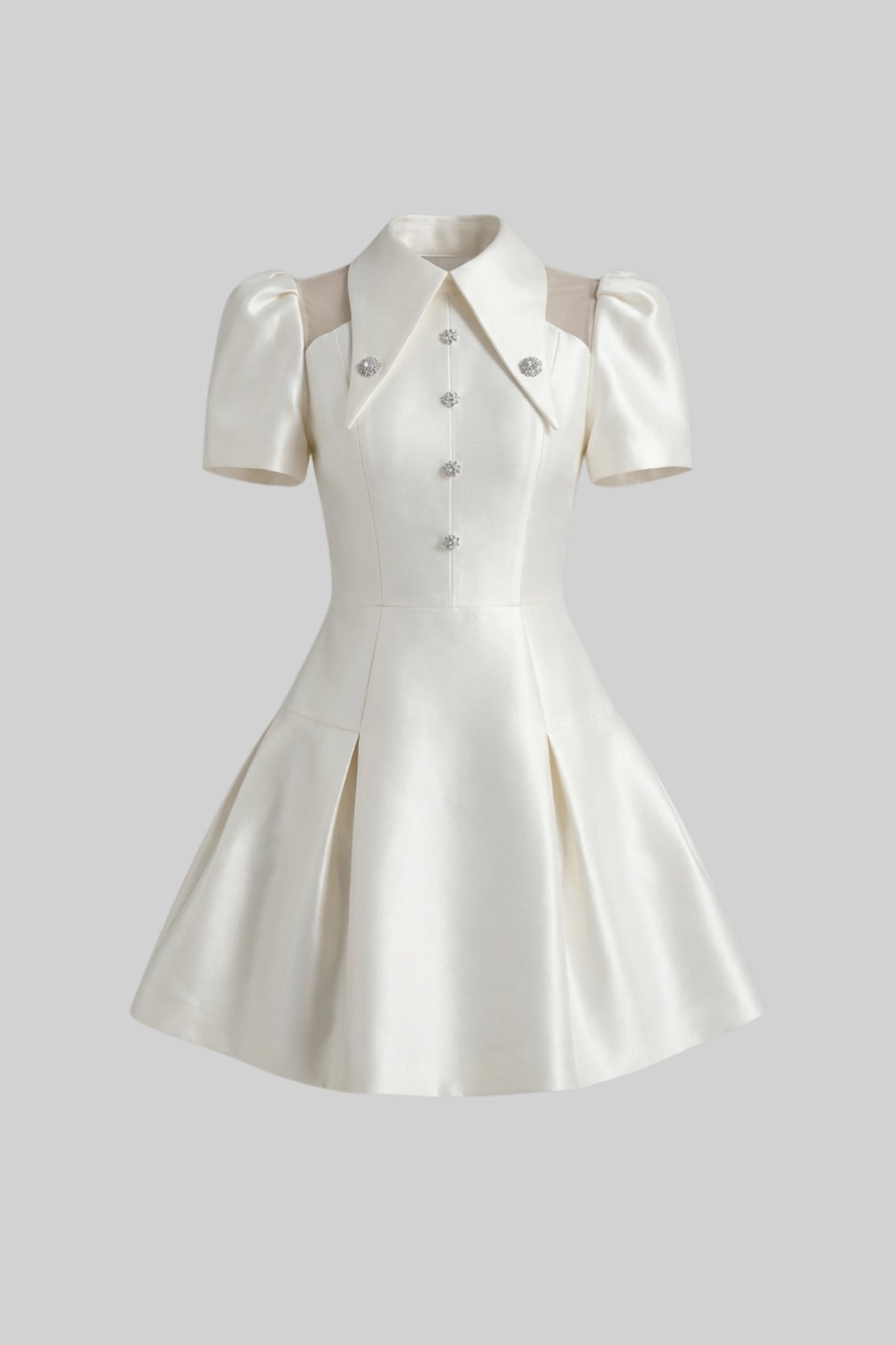 Puff Sleeve Mini Dress - Ivoire - View 2