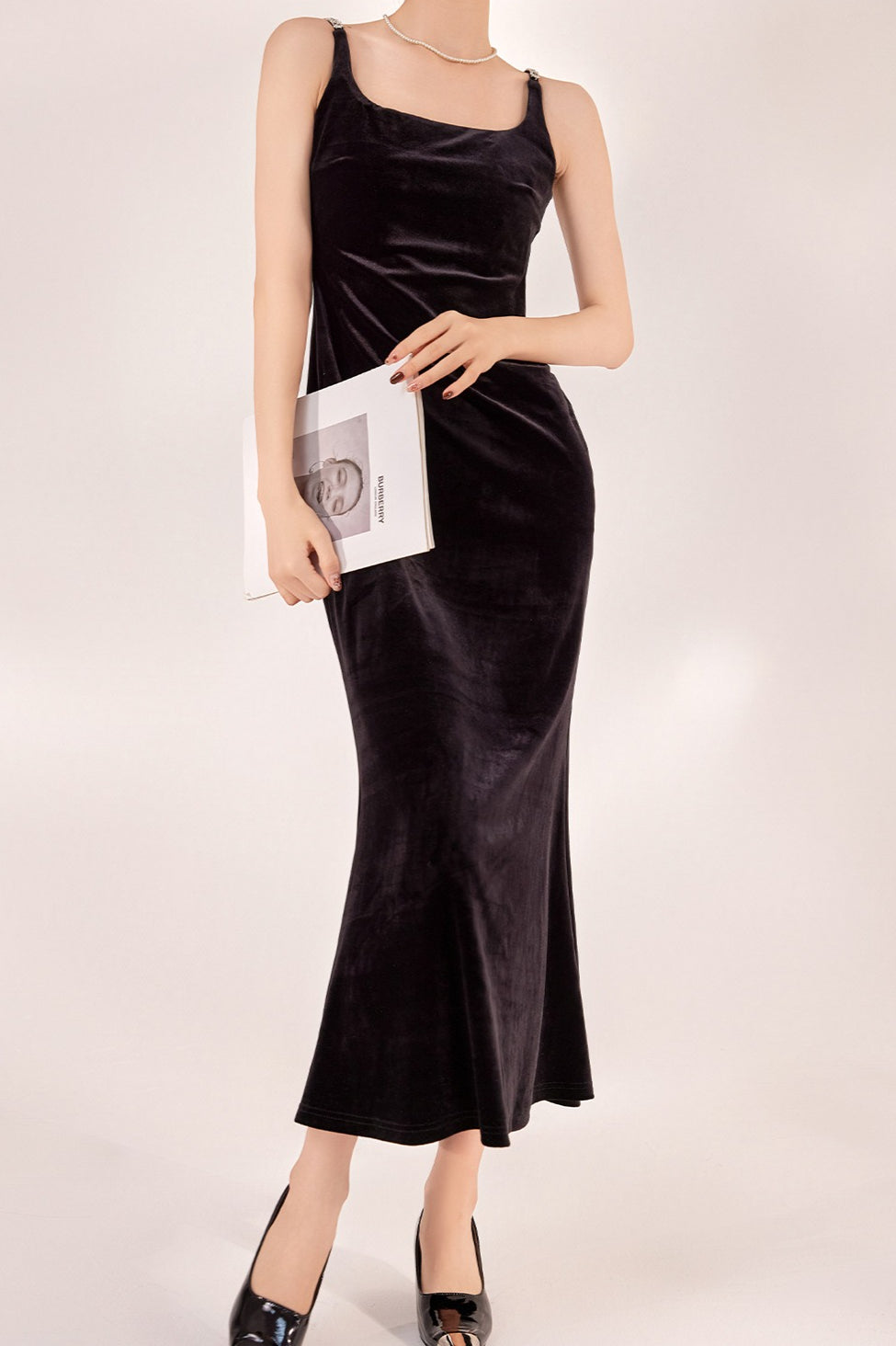 Sexy Velvet Strappy Backless Maxi Dress