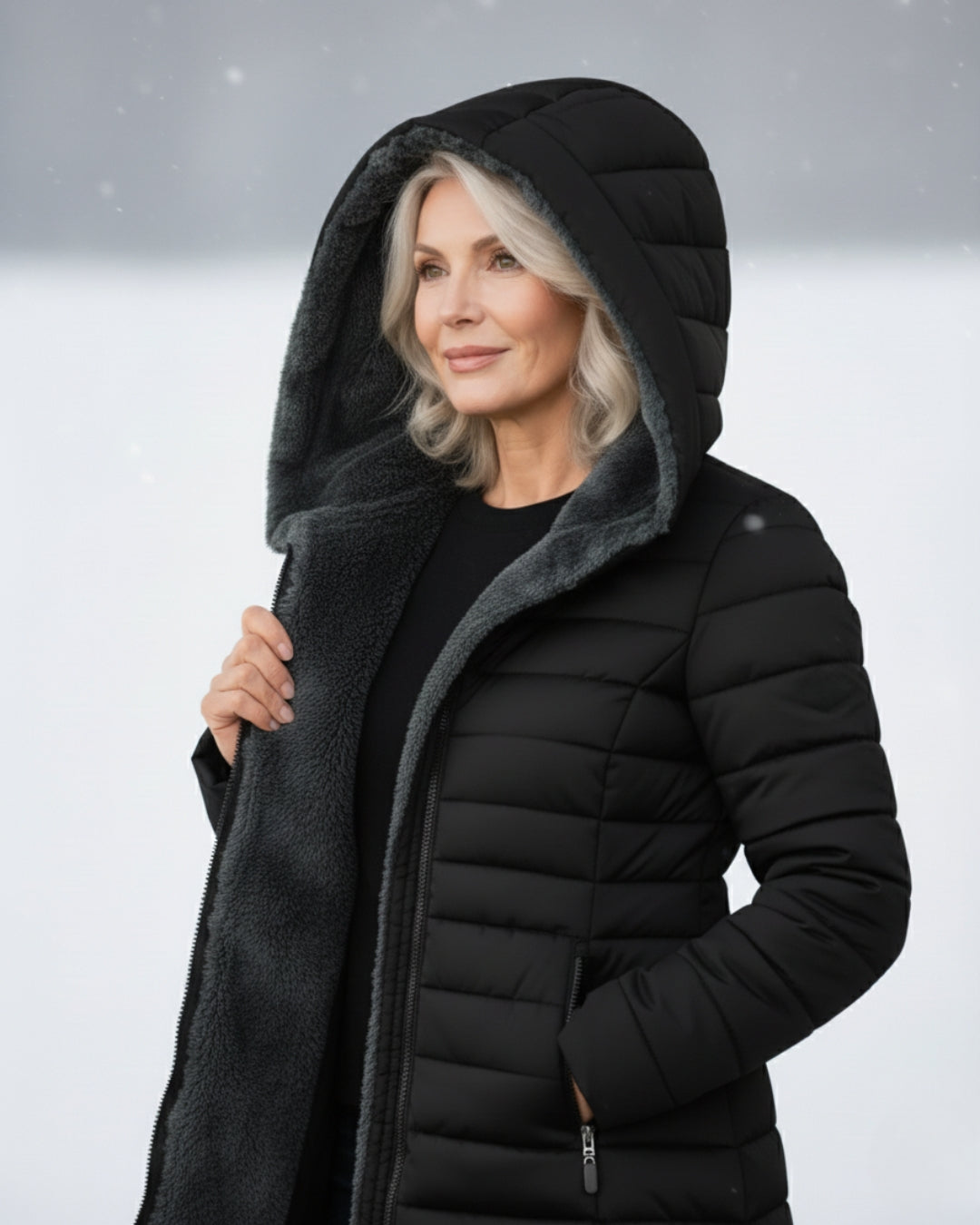 Hooded Faux Fur Lined Quilted Longline Puffer Coat 7