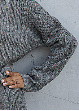 Ribbed Knit Long Batwing Sleeve Crew Neck Tie Belt Mini Sweater Dress - View 8