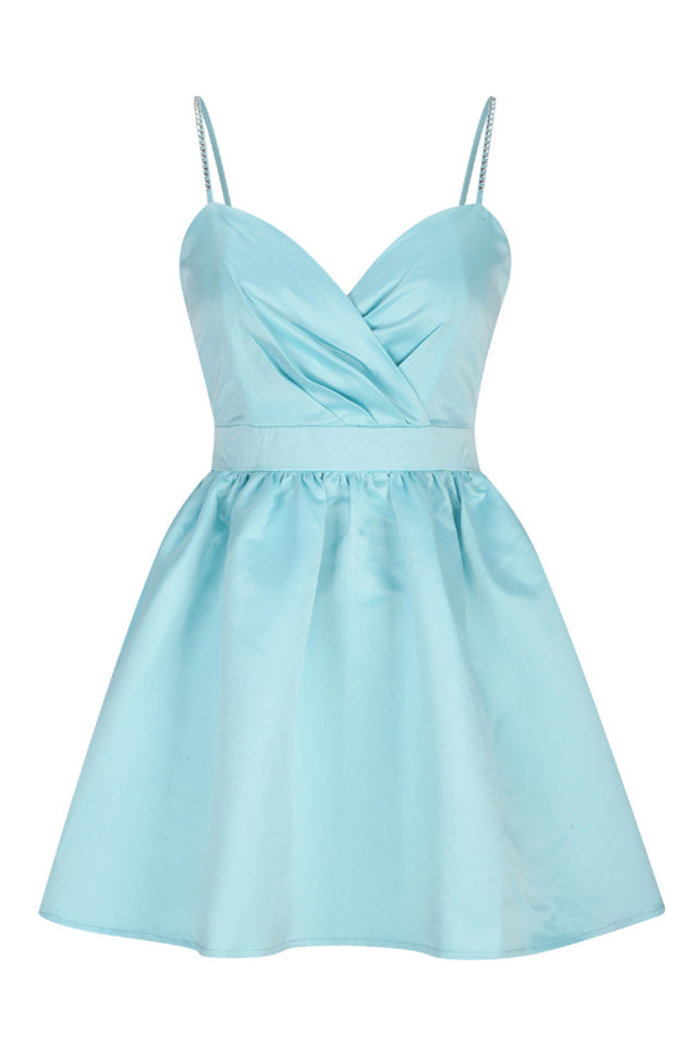 Rhinestone Spaghetti Strap Sweetheart Pleated Fit and Flare Mini Dress - View 11