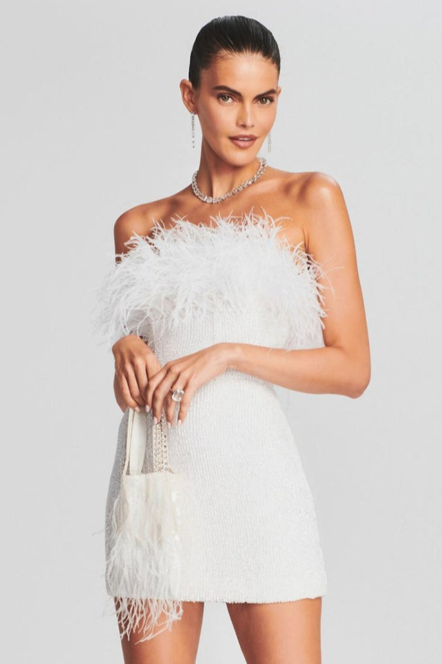 Torin Sequin Feather Dress - View 11
