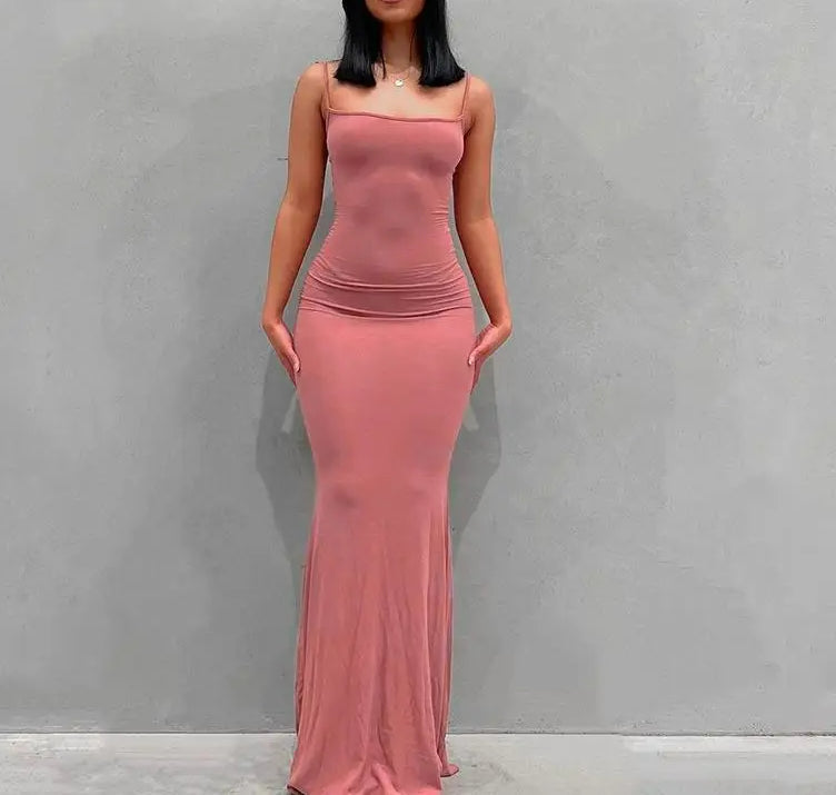 Satin Slip Backless Maxi Dress - View 6