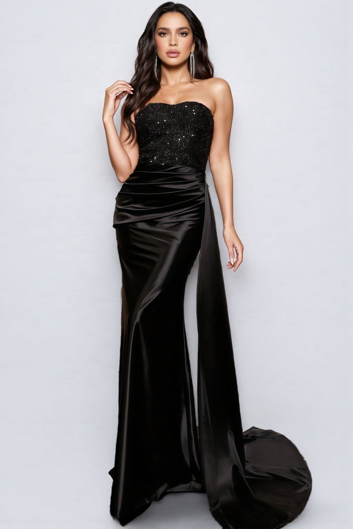 Brontane Black Sheath Sequin Maxi Dress - View 3