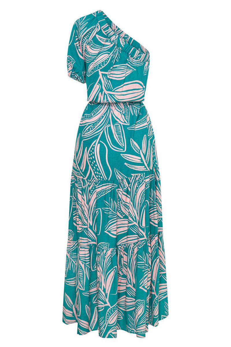 Floral One Shoulder Tiered Ruffle Maxi Summer Dress - View 10