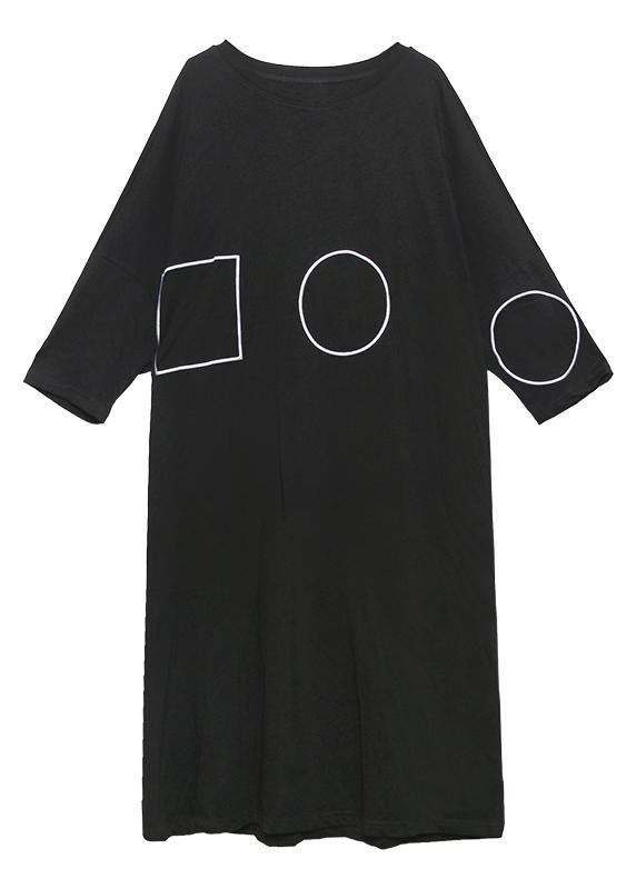 Geometric Circle Print Long Sleeve Crew Neck Maxi Shift Dress - View 5