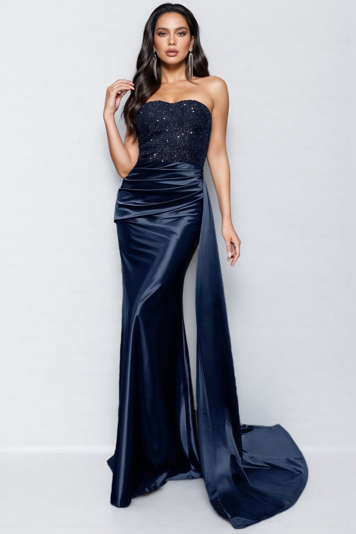 Eamone Sheath Sequin Embroidered Maxi Dress