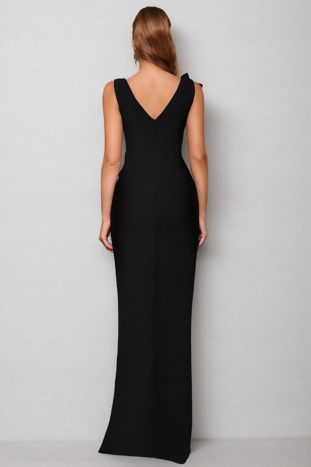 Ferean Diamond Studded Floral Bandage Maxi Dress - View 6