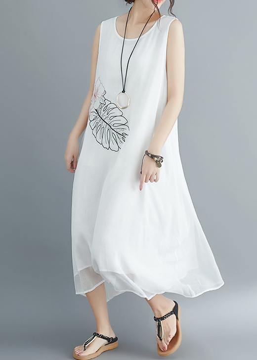 Tropical Print Sleeveless Crew Neck Tiered Hem Midi Dress - View 3