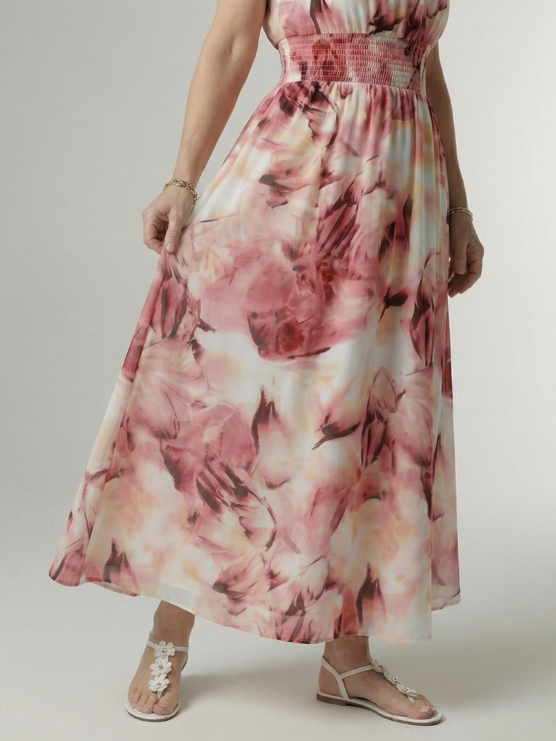 Tie Dye Halter Neck Smocked Waist Maxi Dress 14