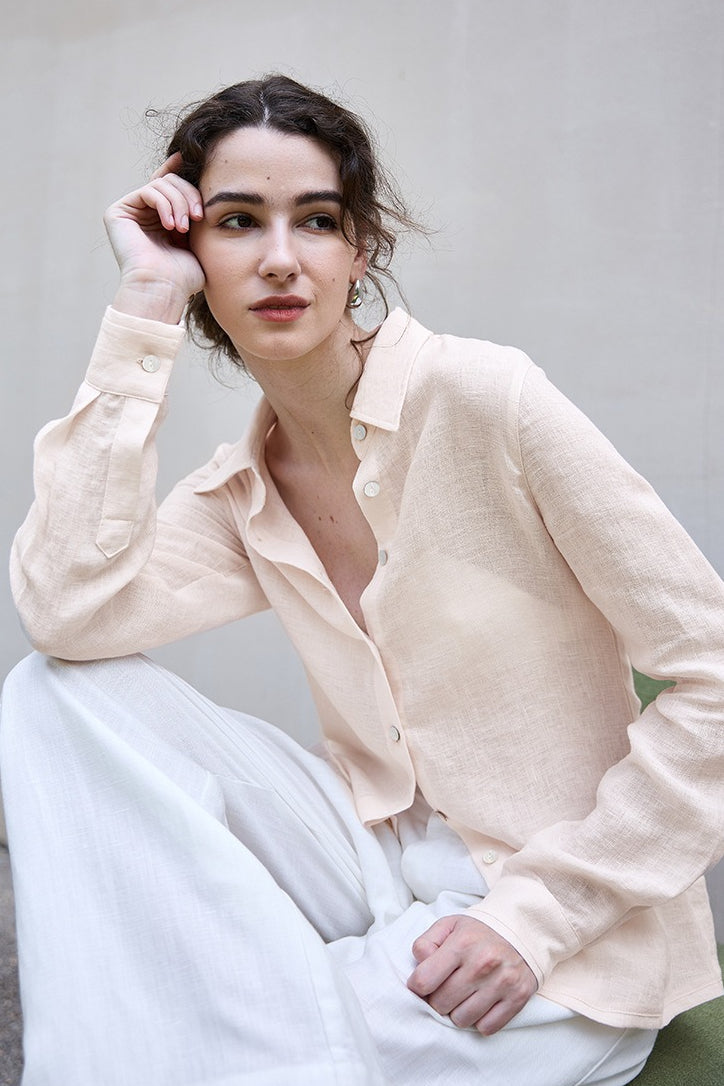 Minimalist Sheer Linen Blouse