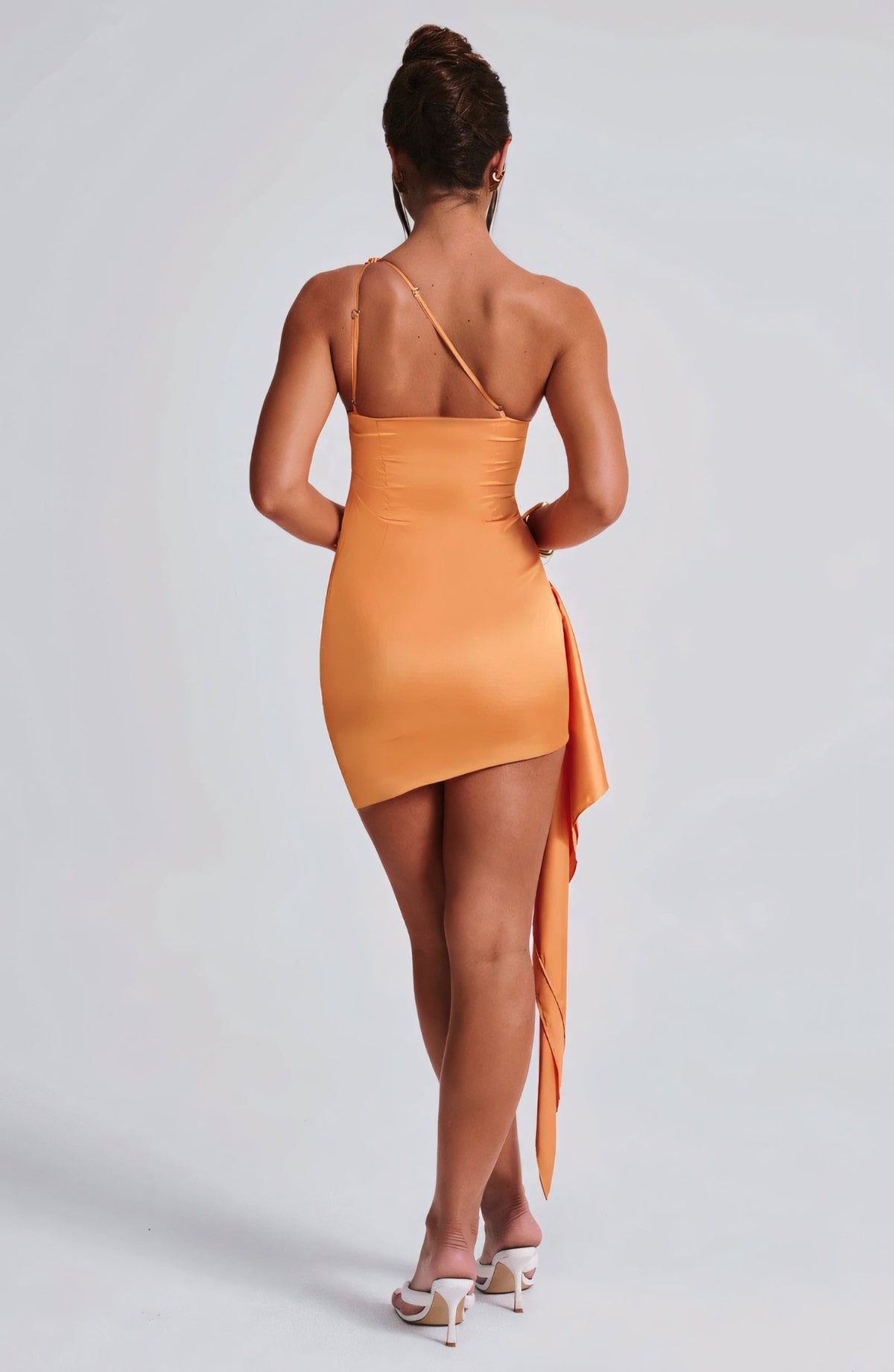 One Shoulder Ruched Drape Sash Bodycon Mini Dress - View 7