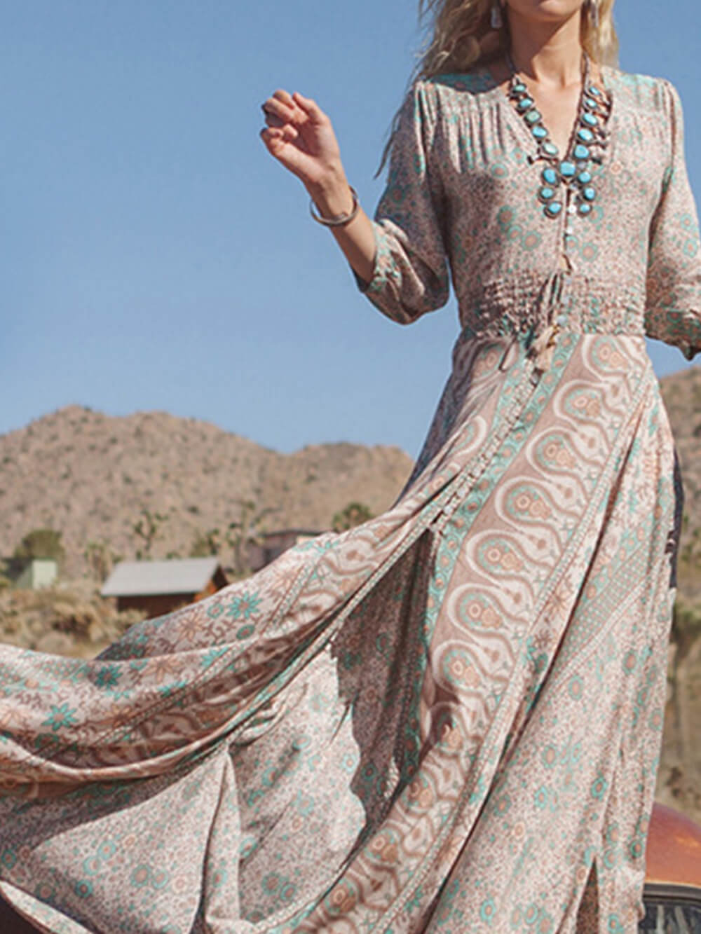 V Neck Chiffon Sexy Maxi Dress - View 2