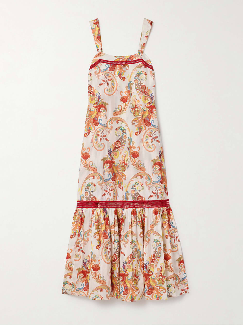 Modern Exquisite Paisley Crochet Graceful Trim Print Maxi