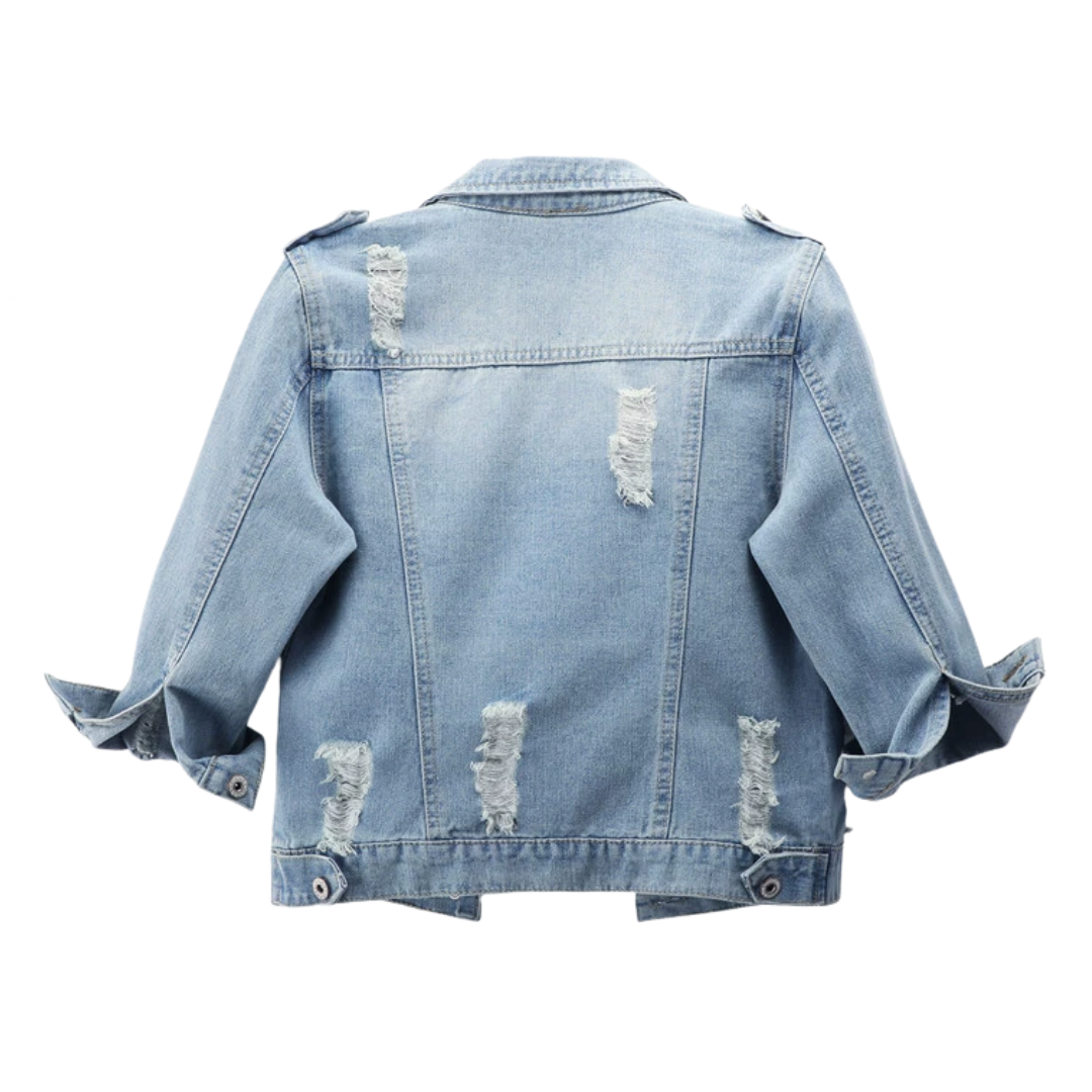 Distressed Button Front Cropped Denim Jacket 2