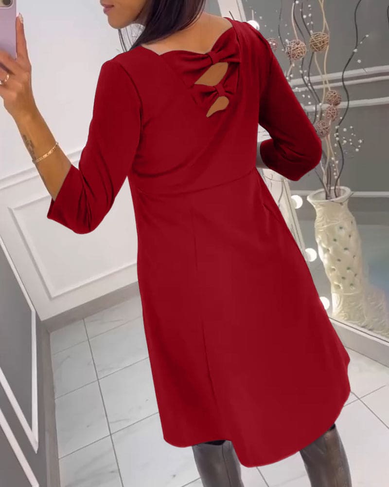 V-Neck Wrap Short Sleeve A-Line Midi Dress - View 11