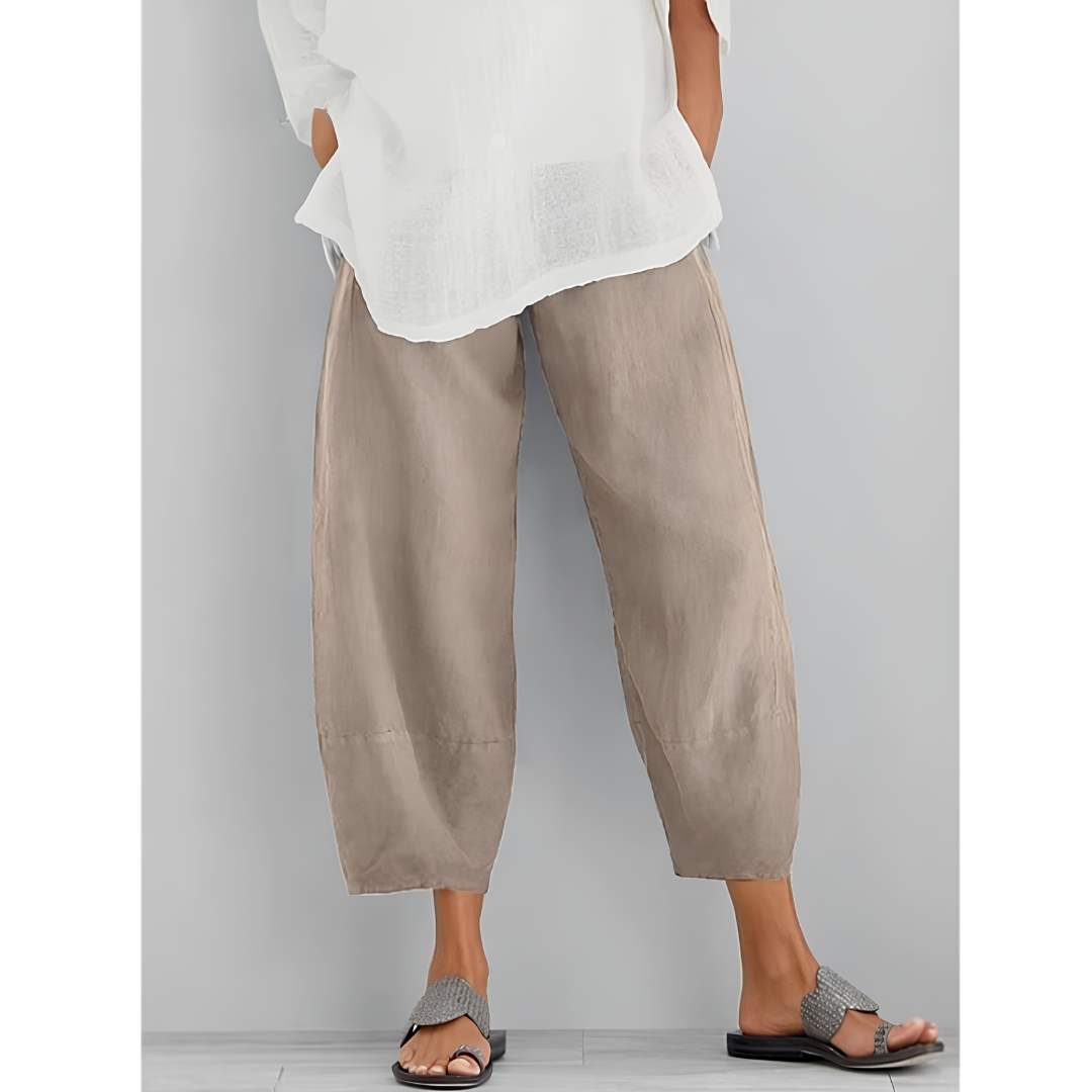 High Waist Elastic Tapered Lantern Pants 2