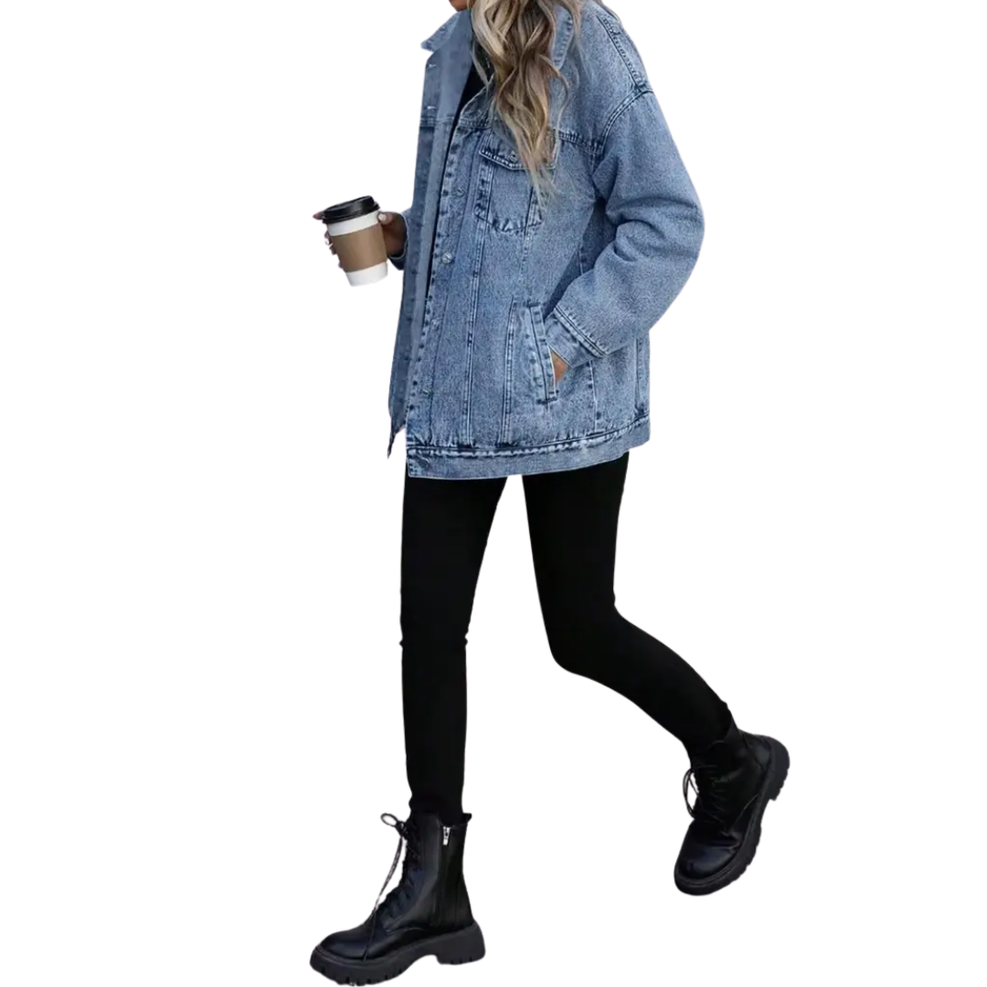 Button Front Oversized Denim Jacket 3