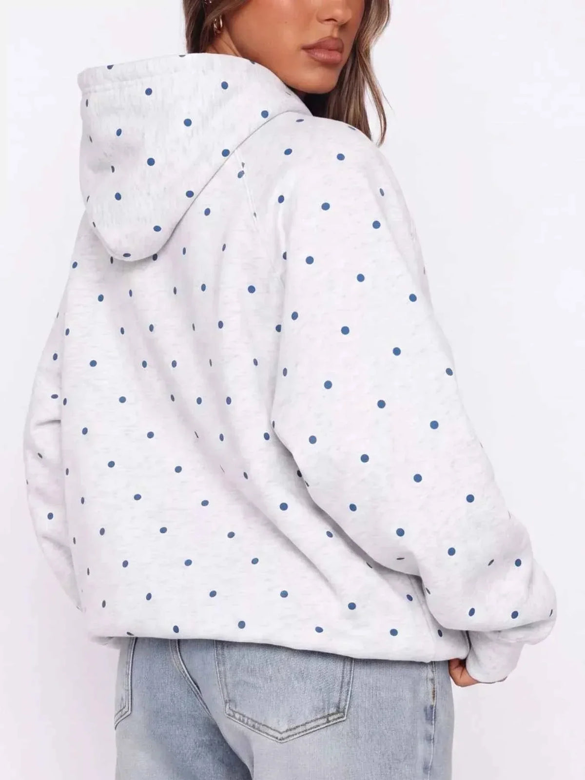 Polka Dot Raglan Sleeve Hoodie