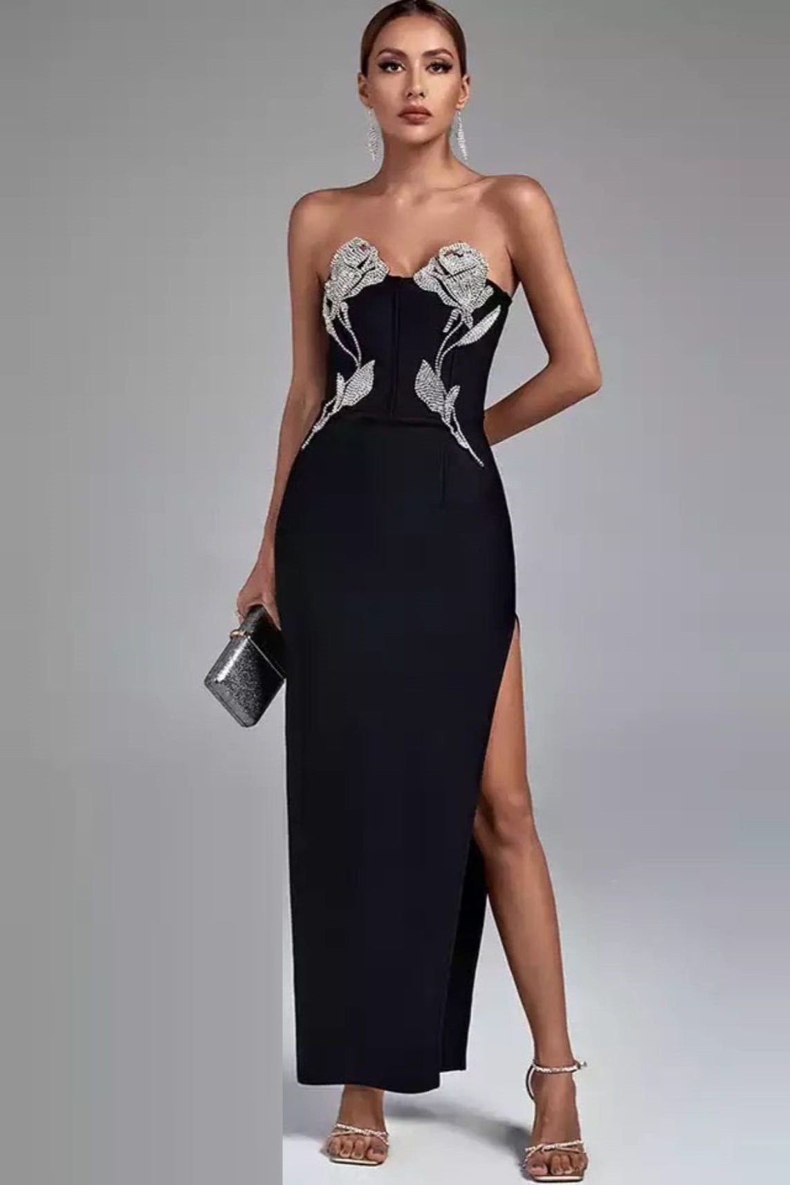 Strapless Rhinestone Bandage Cocktail Dress - View 4