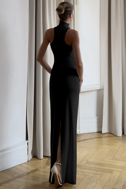 Halter Neck Sleeveless Side Slit Mermaid Maxi Dress - View 4