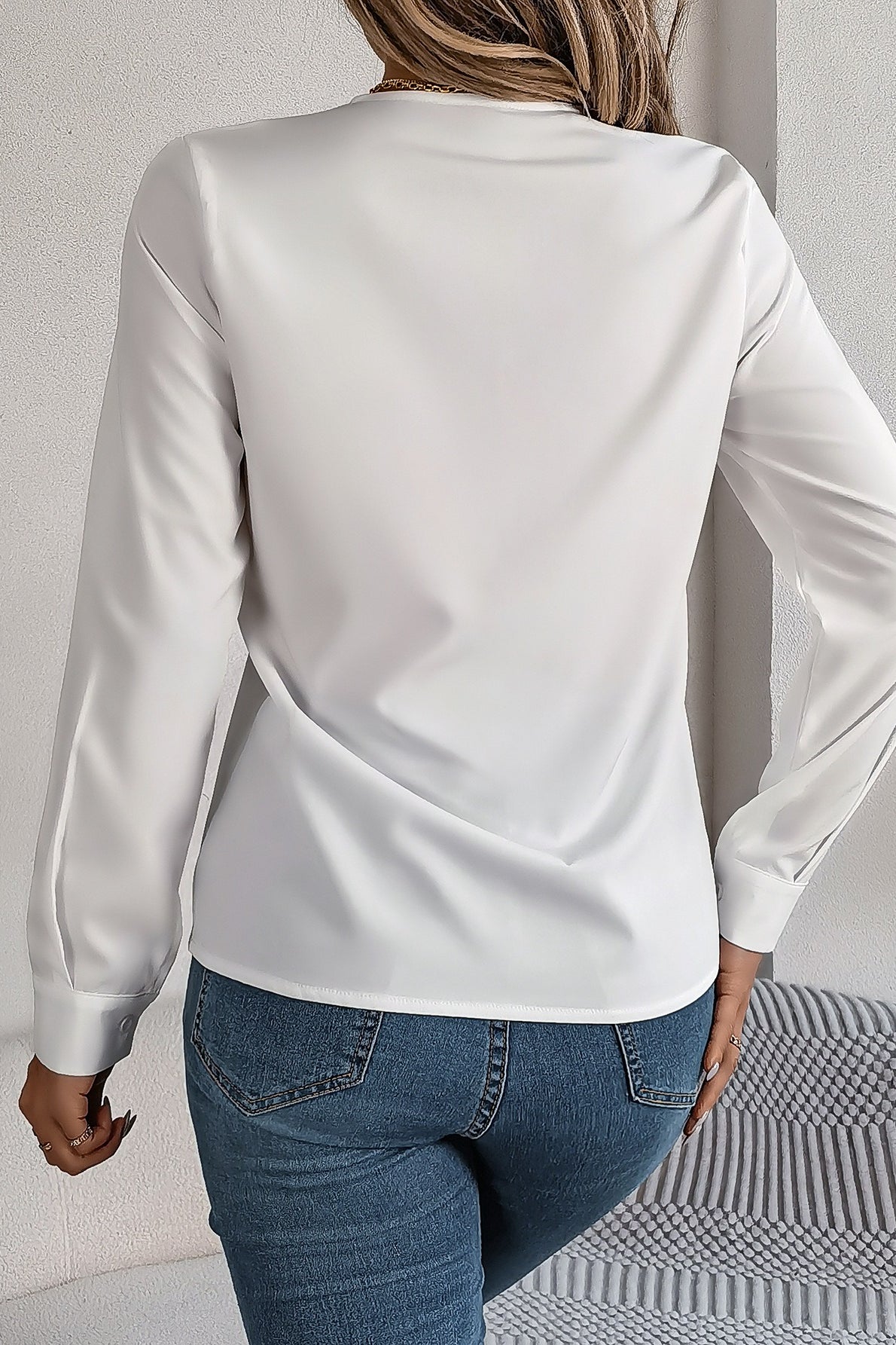 Layered V Neck Elegant Long Sleeve Blouse