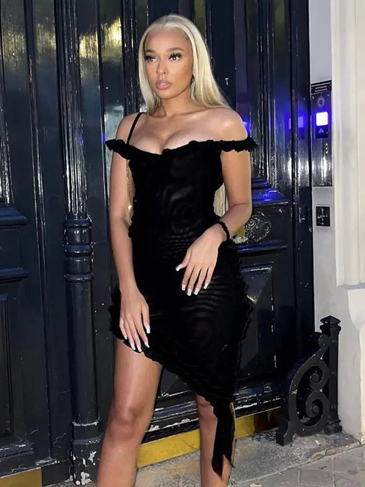 Ruffles Mesh Sleeveless Backless Party Dress - View 2
