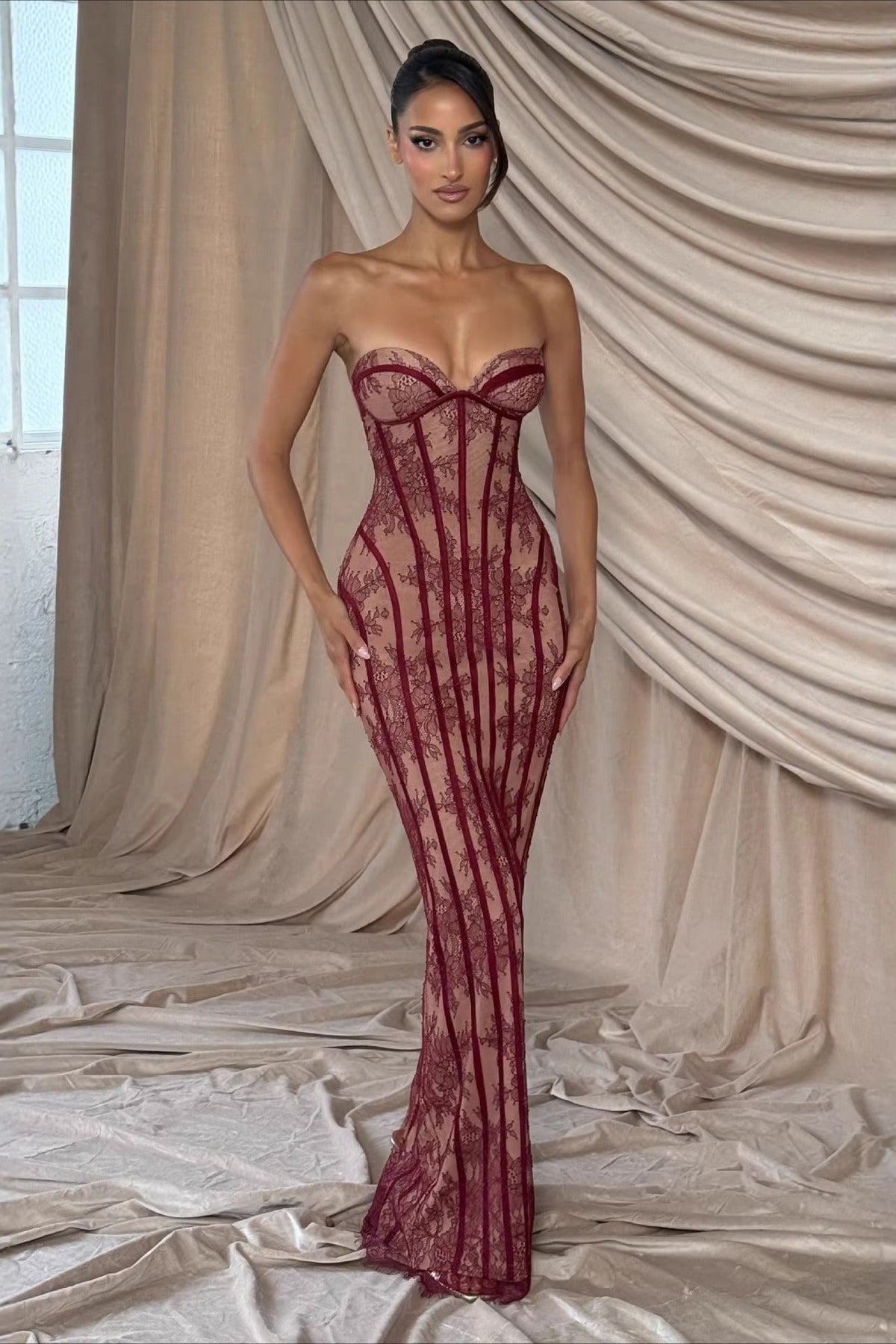 Lace Bodycon Maxi Dress