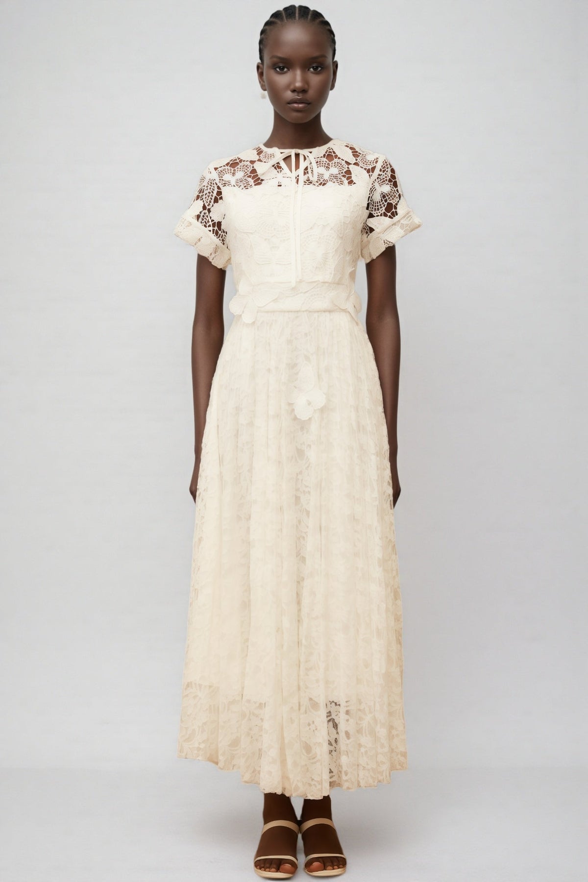 Lianas White Butterfly Applique Lace Maxi Dress - View 2