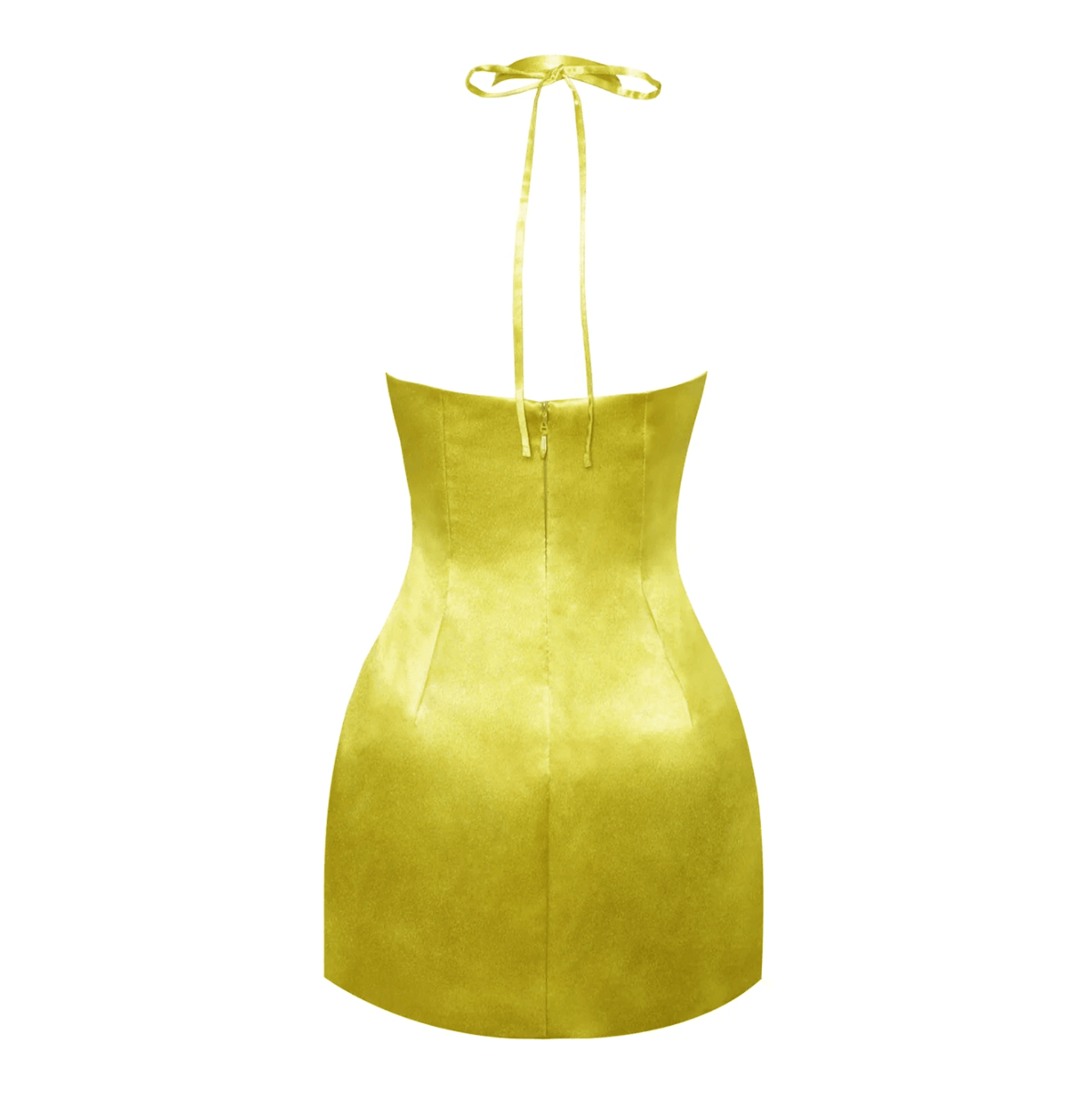 Satin Halter Neck Cut Out Rosette Bodycon Mini Dress - View 10