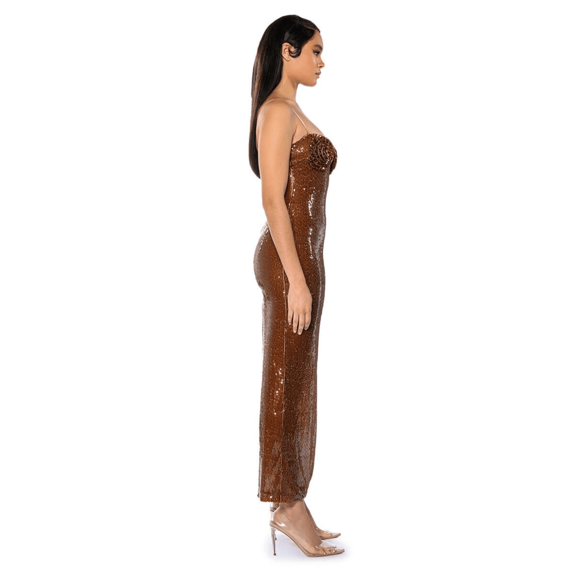 Sequin Ruched Bodycon Maxi Dress - View 12