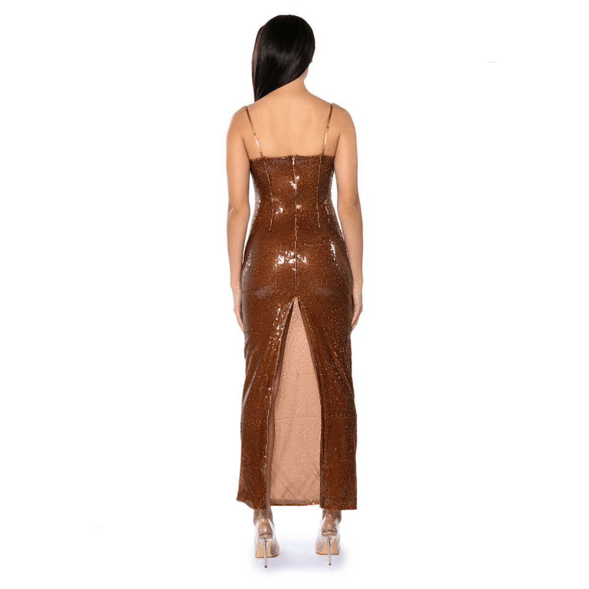 Sequin Ruched Bodycon Maxi Dress - View 13