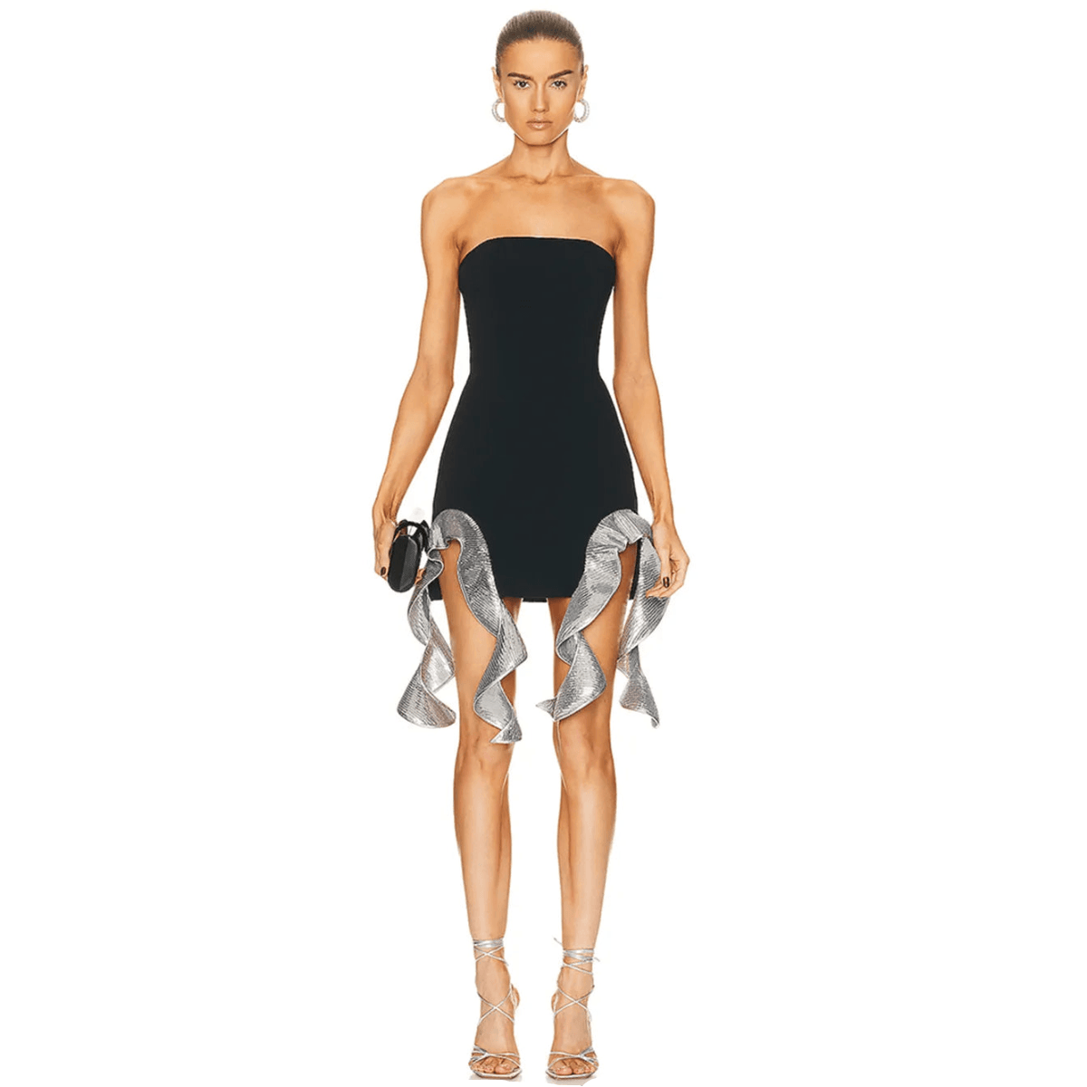 Strapless Asymmetric Ruffle Hem Bodycon Mini Dress - View 10