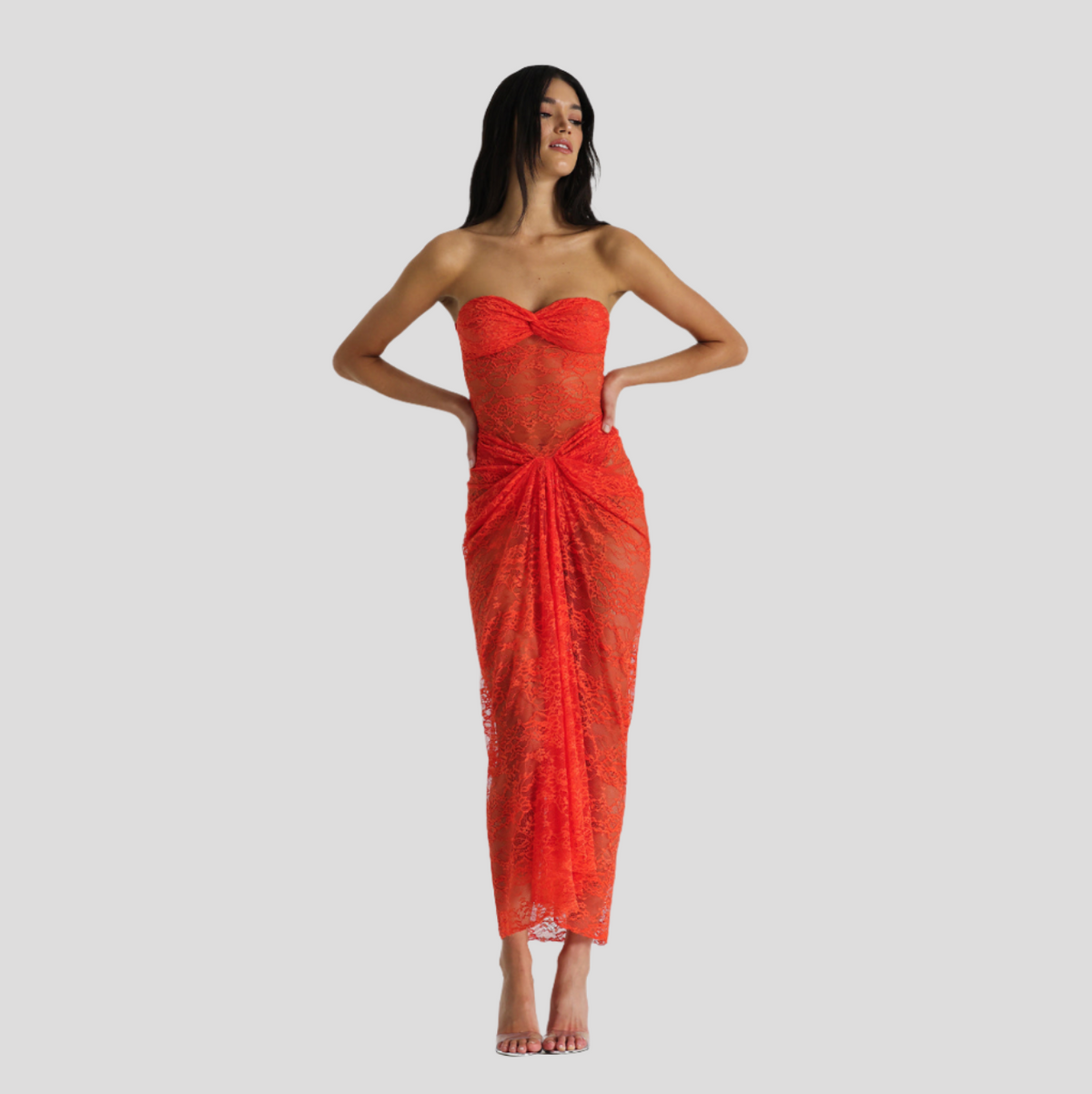 Her Silhouette Strapless Lace Maxi Dress - View 10