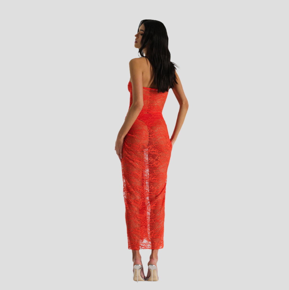 Her Silhouette Strapless Lace Maxi Dress - View 12