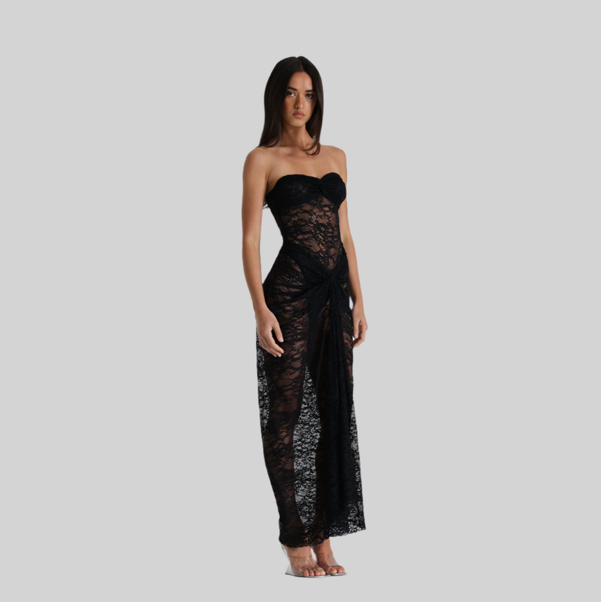 Her Silhouette Strapless Lace Maxi Dress - View 13