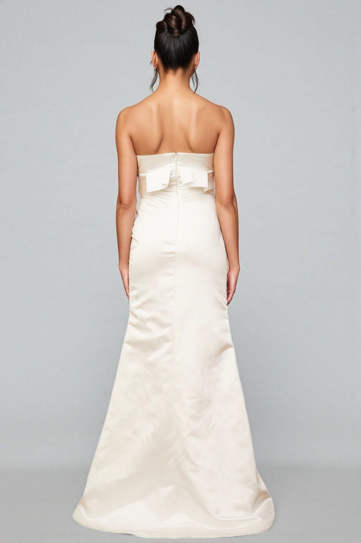 Jiusi White Floral Appliqued Satin Maxi Dress - View 4