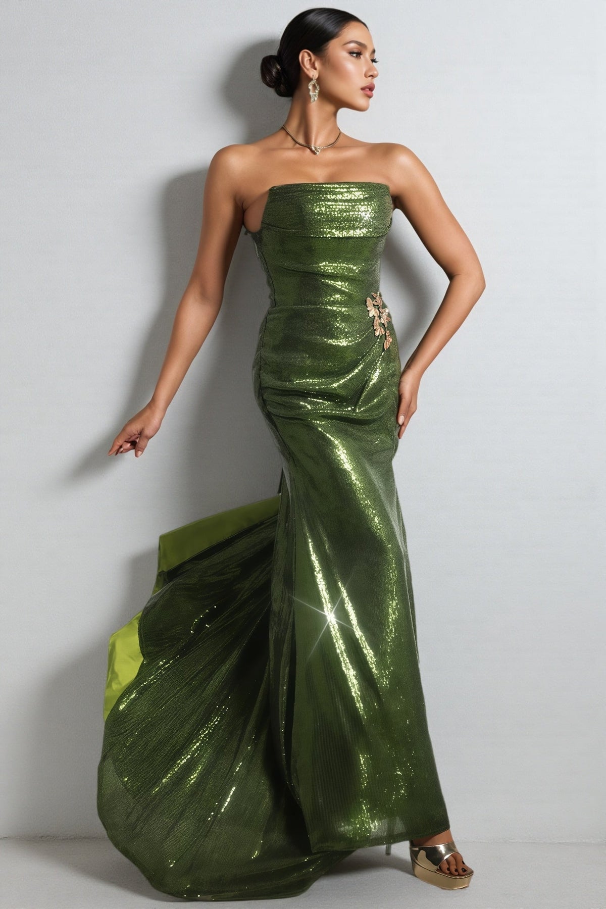 Rhea Sleeveless Lacing Sequin Maxi Dress - View 3